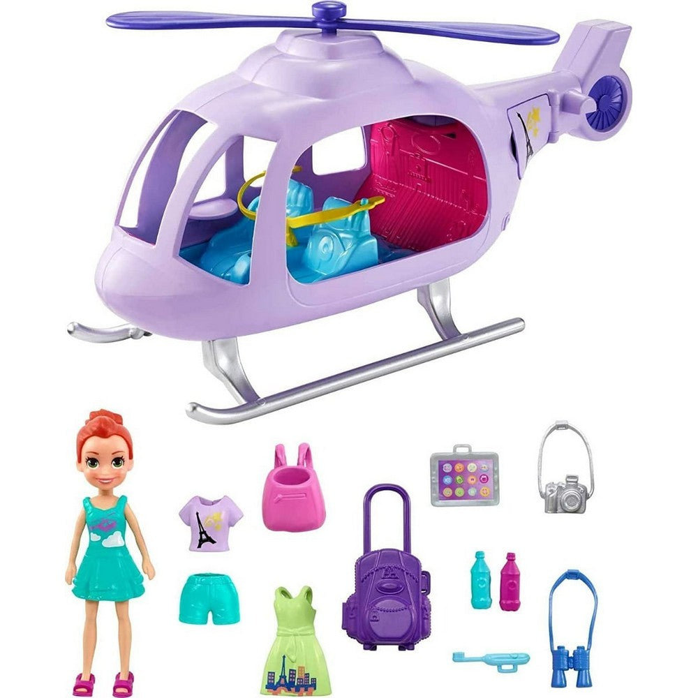 Polly Pocket Lila Con Helicóptero De Vacaciones Gkl59 Mattel