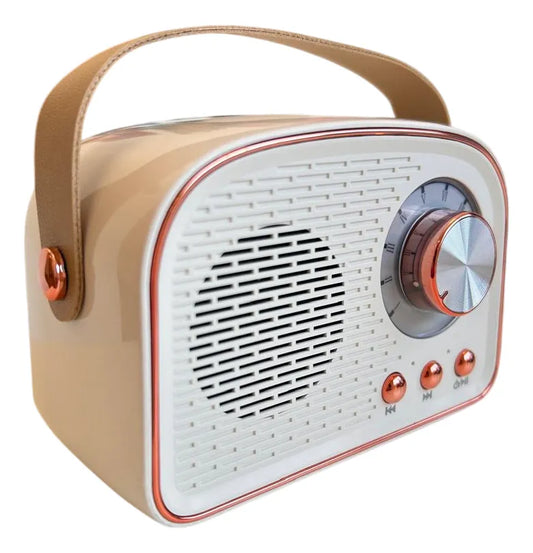 Mini Parlante Estilo Radio Vintage Bluetooth Kl820 Shine Blanco