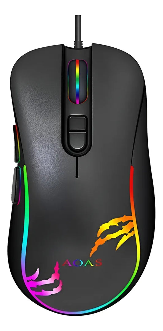Mouse Gamer Aoas Usb 1.8m Rgb Luz K30 2064209 Shine Negro