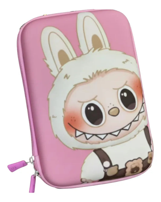 Cartuchera 3d Labubu Blanco Kl1330 Shine Rosa