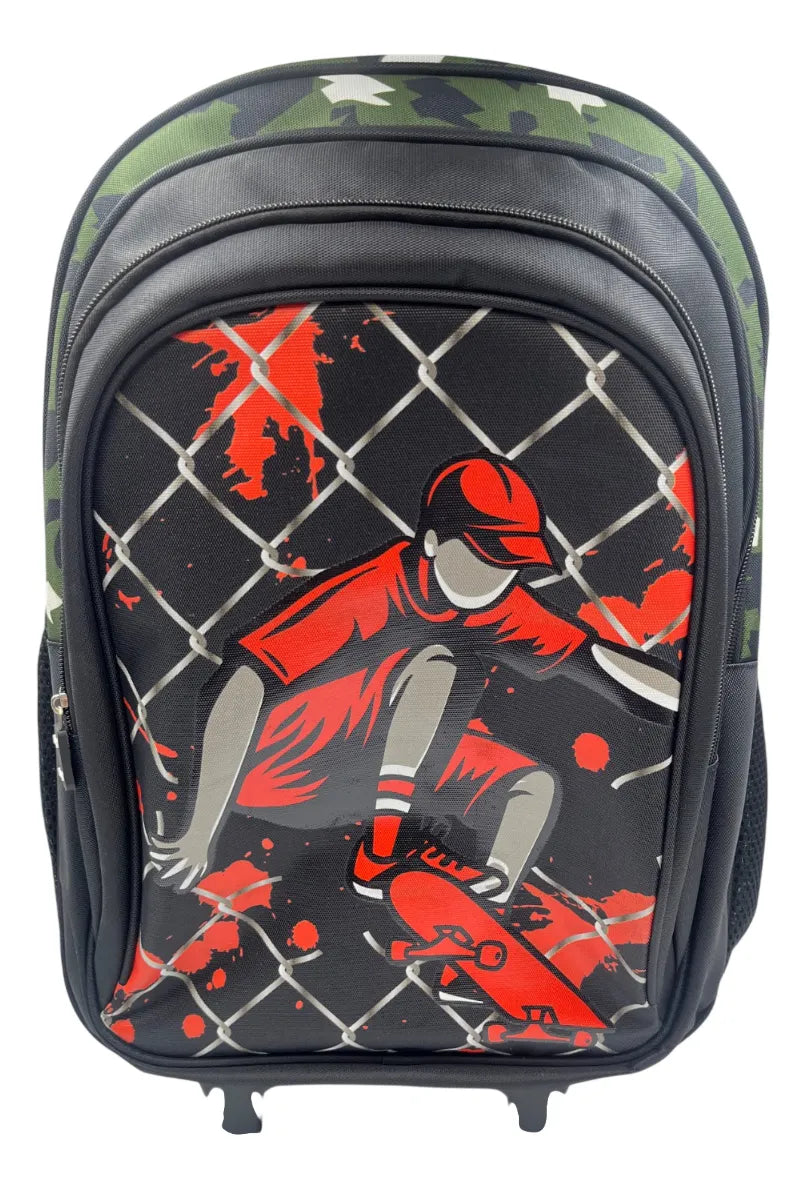 Mochila Carrito Escolar Skater 18 Pulgadas Zykl001 Shine Negro