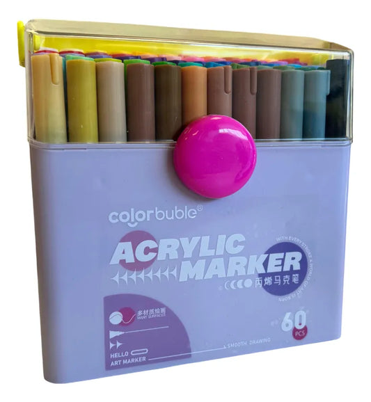 Marcadores Acrílicos Punta Pincel Estuche X60 Sl7110 Shine Multicolor