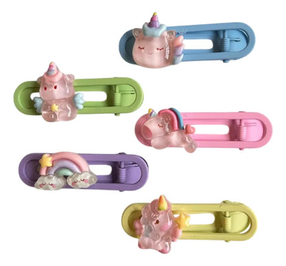 Hebilla Clip Metal Con Aplique De Acrílico Kawaii Kl325 Multicolor