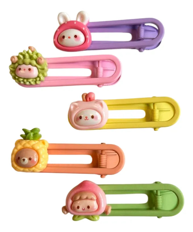 Hebilla Clip Metal Con Aplique De Acrílico Kawaii Kl324 Multicolor