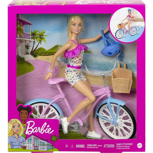 Muñeca Barbie Set De Juego Con Bicicleta Hby28 Mattel