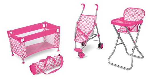 Set Coche Silla De Comer Y Practicuna Muñecas 1813776 Shine 1813776