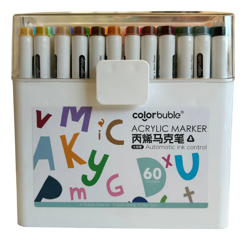 Marcadores Acrílicos Punta Redonda Estuche X60 Sl7105 Shine Surtidos