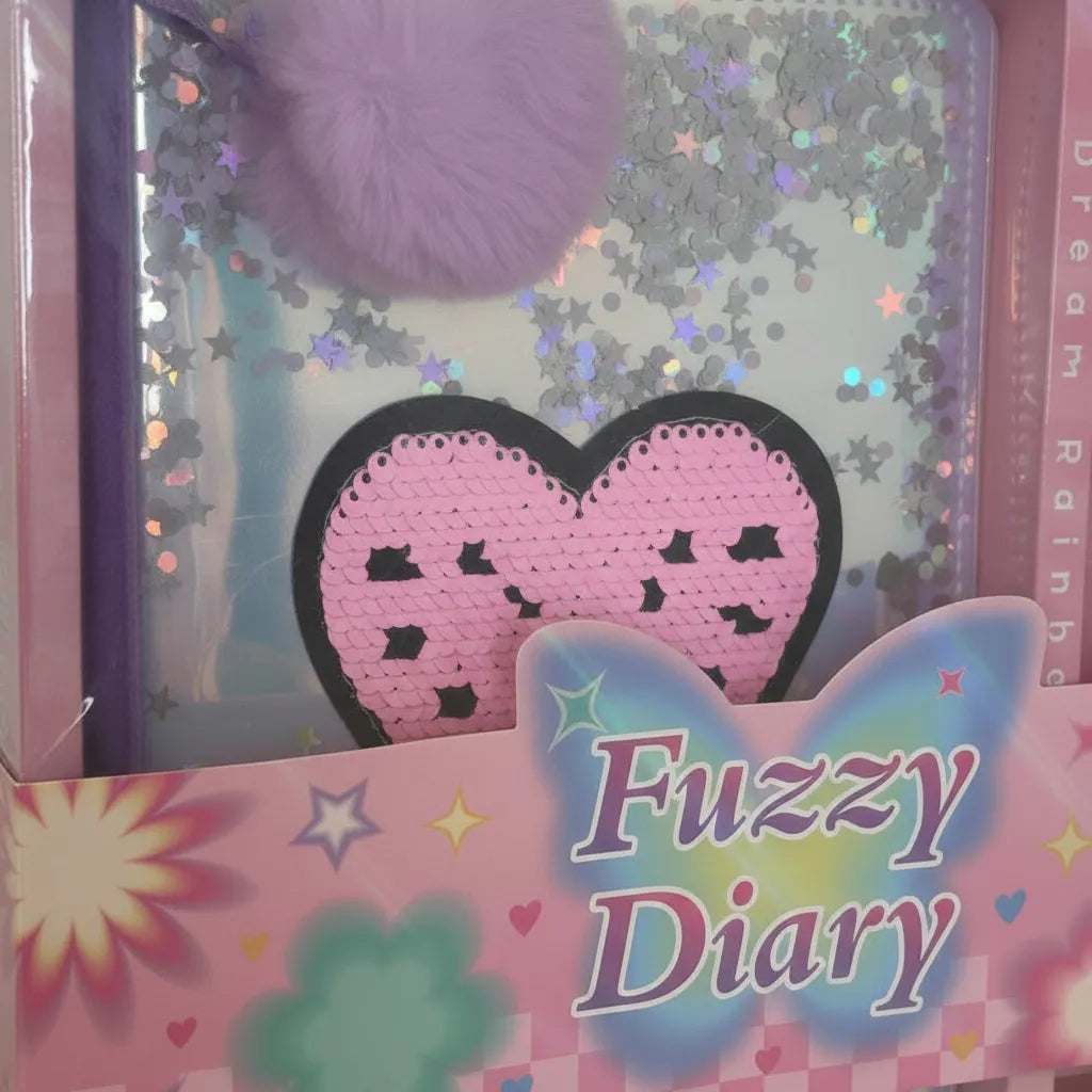 Diario Intimo Con Lapicera Fuzzy Diary Sl7002 Shine Corazon Borde Negro