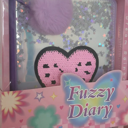 Diario Intimo Con Lapicera Fuzzy Diary Sl7002 Shine Corazon Borde Negro