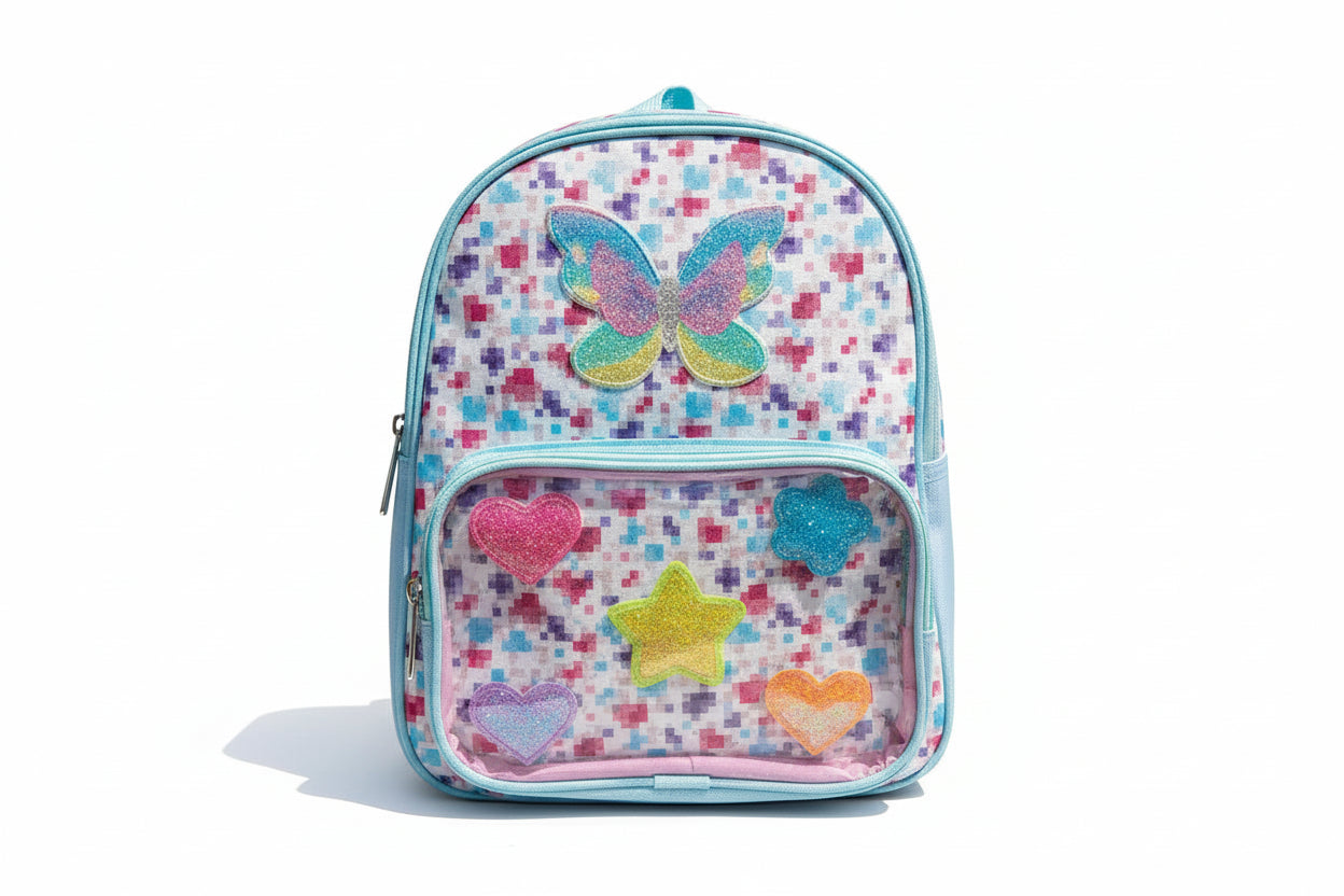 Mochila Escolar Con Mariposas Kl1203 Shine Mariposas