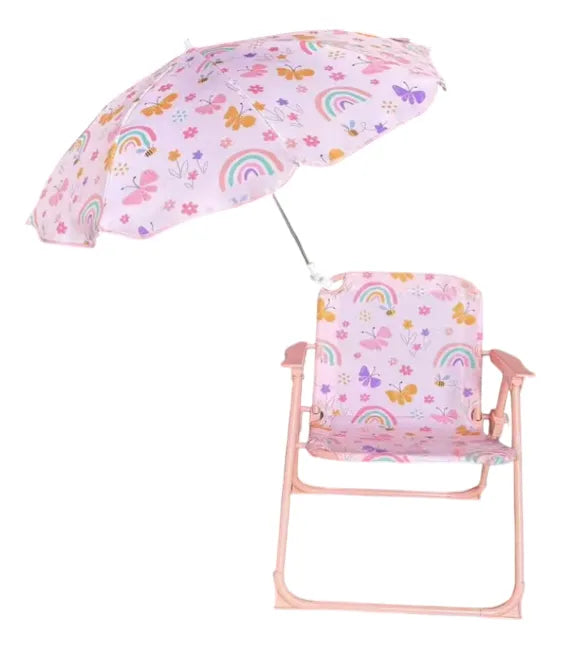 Silla Reposera Plegable Infantil Con Sombrilla Sl6316 Shine Rosa