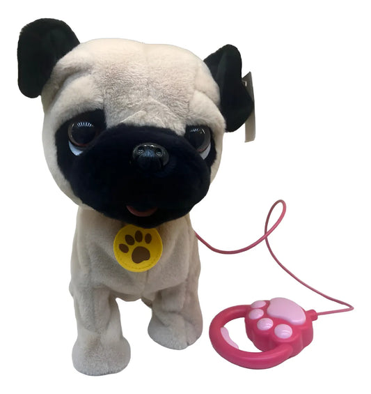 Peluche Perro A Control Remoto Jm-2332 Shine Cremita Y Negro