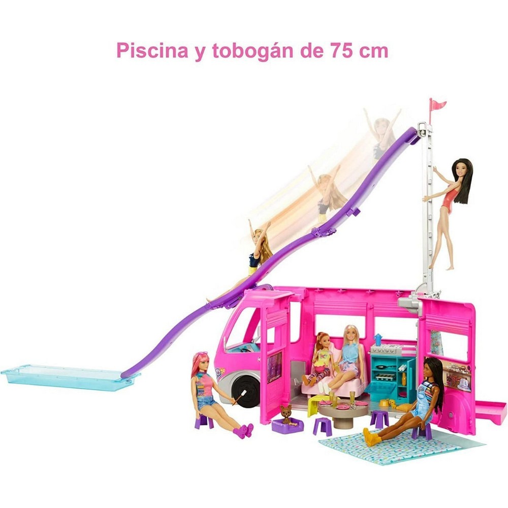 Barbie Supercaravana Dreamcamper Con Tobogán Hcd46 Mattel