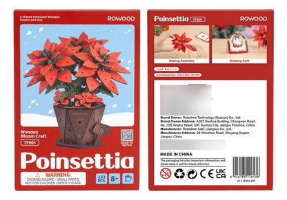 Robotime Rowood Puzzle 3d Poinsettia Flor De Pascua Tf001