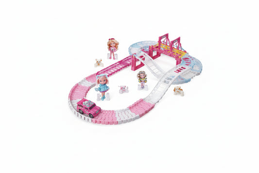 Pista Flexible Con 1 Auto 68 Piezas 3067828 Shine Rosa