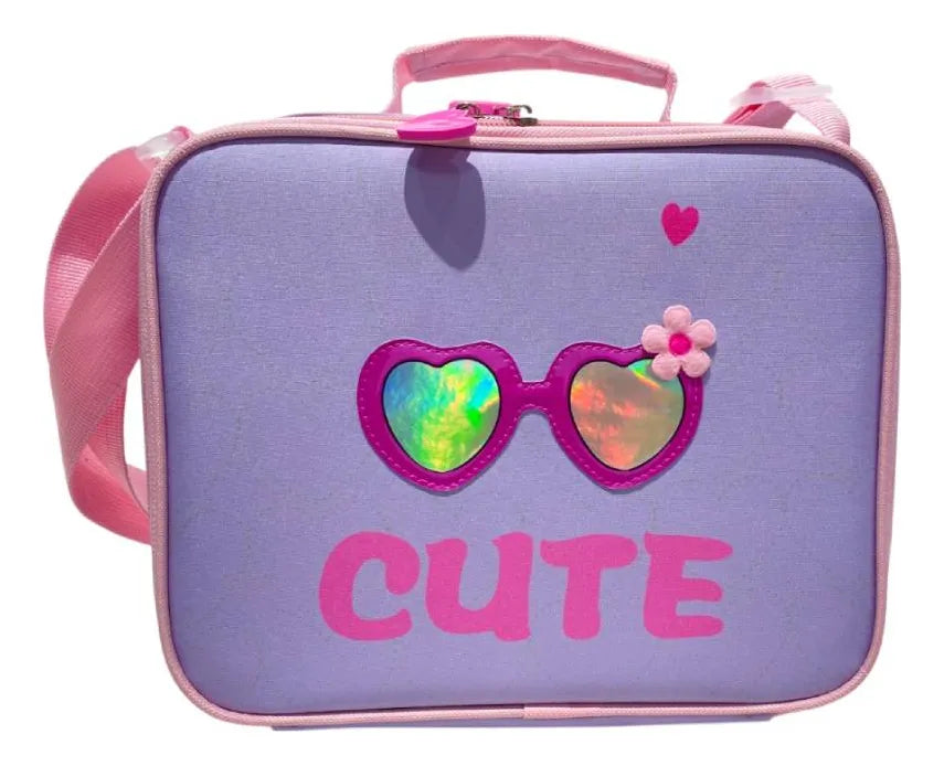 Lunchera Escolar Térmica Cute Zykl007 Shine Lila Con Rosa
