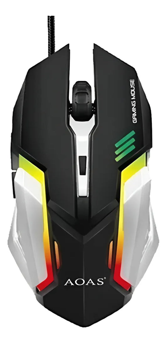Mouse Gamer Aoas Usb Rgb Luz K100 2064205 Shine Negro Con Blanco