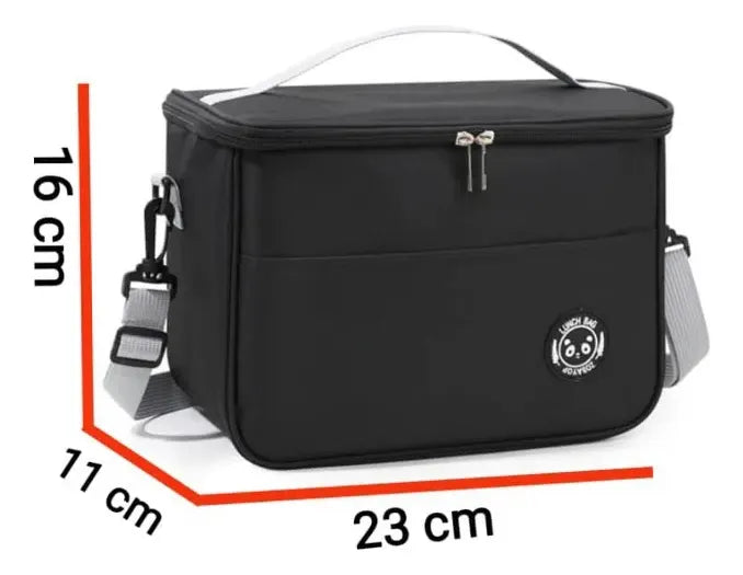 Bolso Lunchera Con Correa Negro Kl1191 Shine Negro
