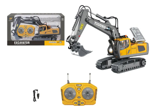 Excavadora 1:20 2.4g R/c Metal Con Musica Y Sonido 2308549 Amarillo Excavator