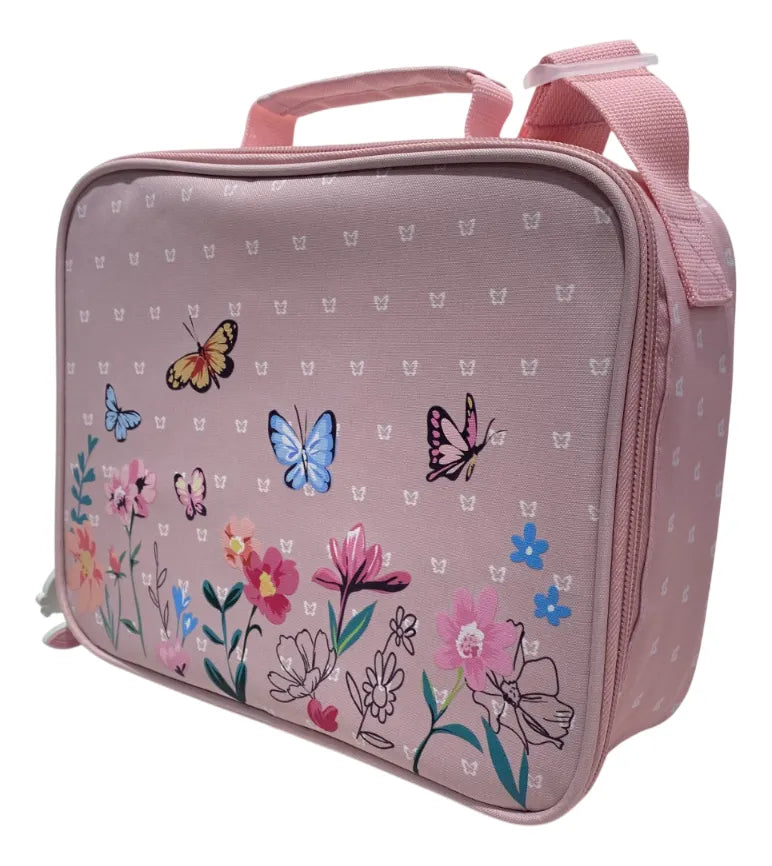 Lunchera Escolar Térmica Rosa Con Flores Zykl006 Shine Rosa