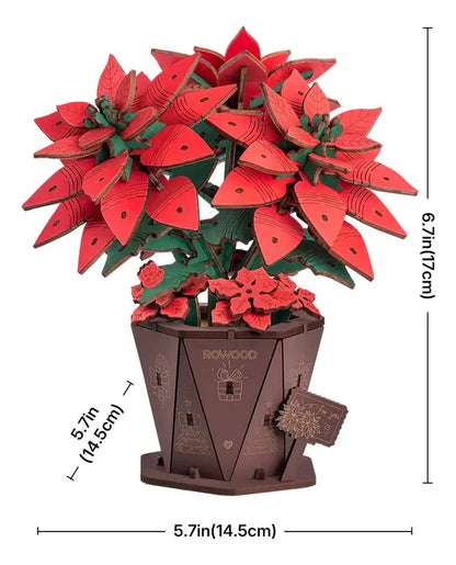 Robotime Rowood Puzzle 3d Poinsettia Flor De Pascua Tf001