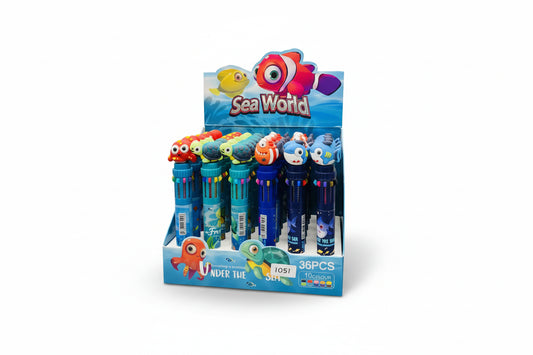 Lapicera Brillitos X10 Colores Peces Kl1361 Shine Peces Varios