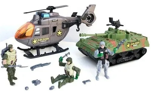 Set Militar Tanque Y Helicóptero C/soldados Shine 2006921