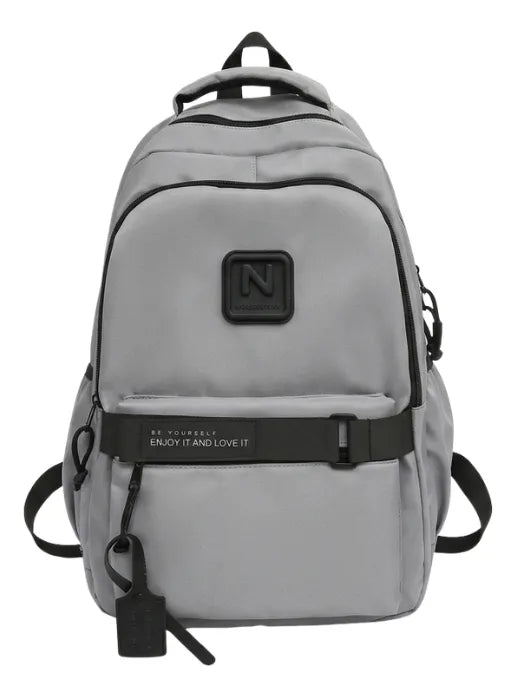 Mochila Escolar Ligera Gris Kl1163 Shine