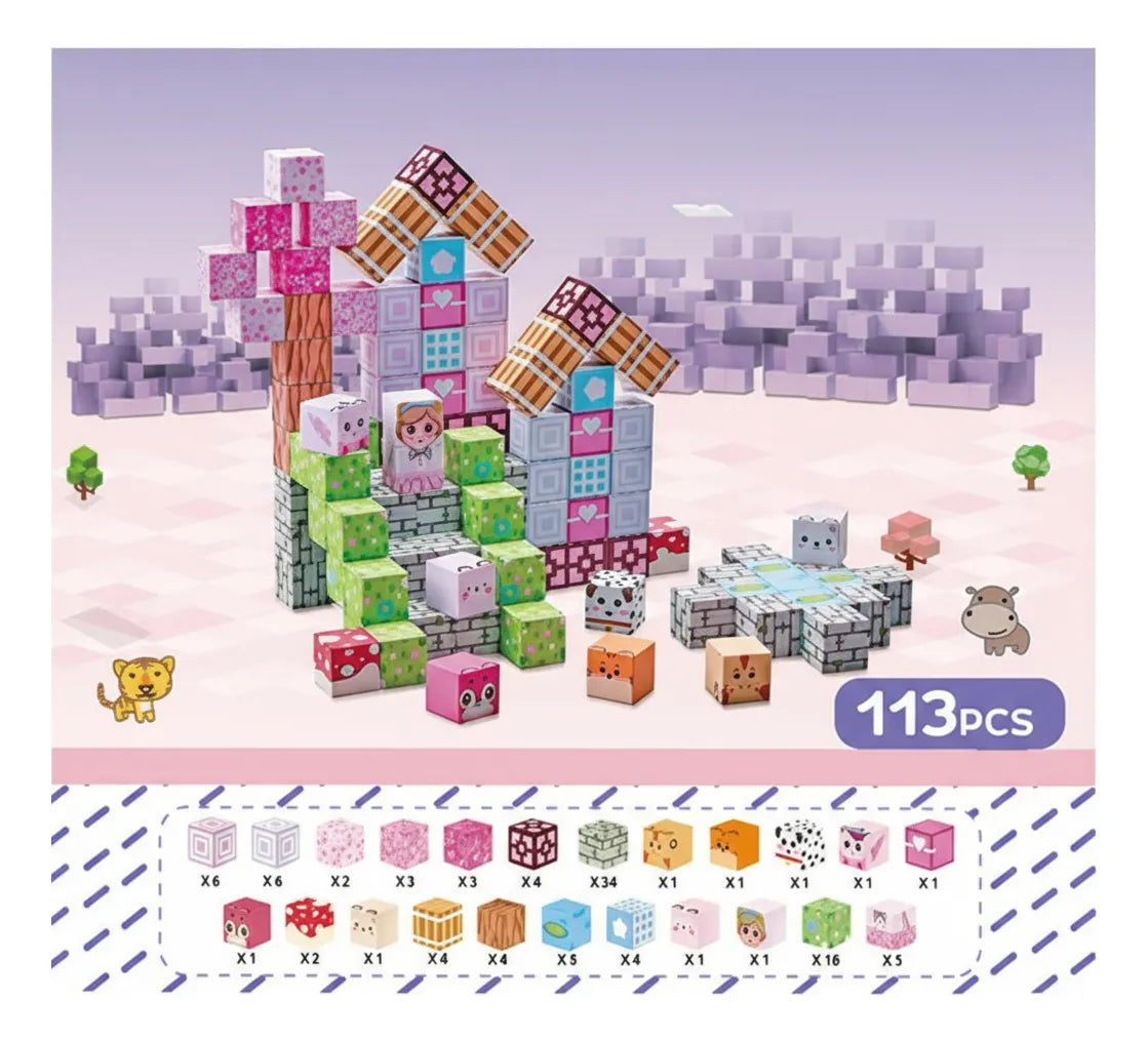 Bloques Magnéticos Cubos Steam Minecraft Pink Shine 3016381 108