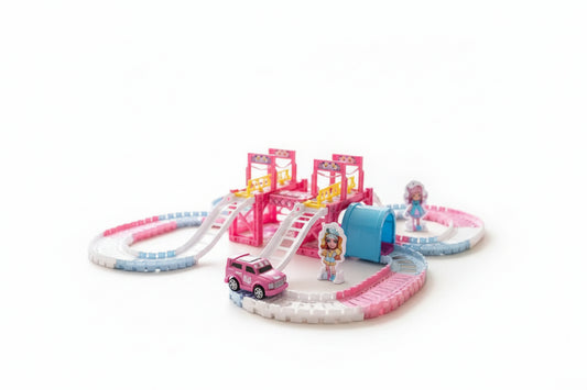 Pista Flexible Con 1 Auto 127 Piezas 3067830 Shine Rosa