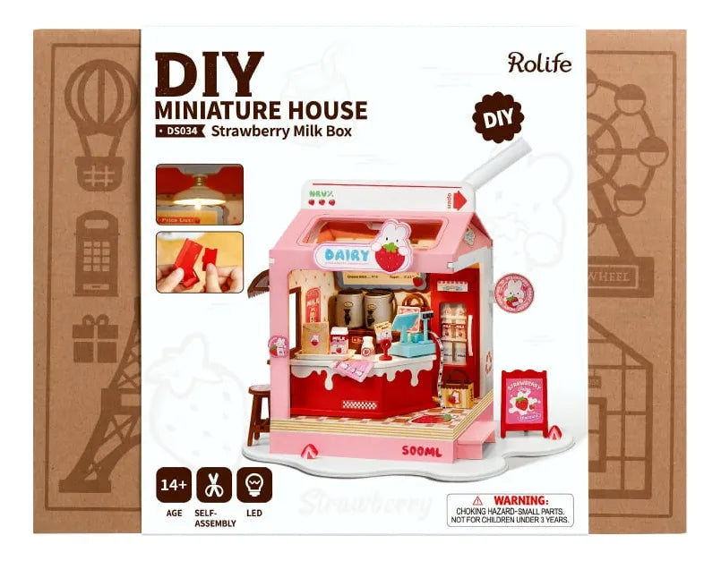 Robotime Puzzle 3d Caja De Leche De Fresa Ds034 Rolife