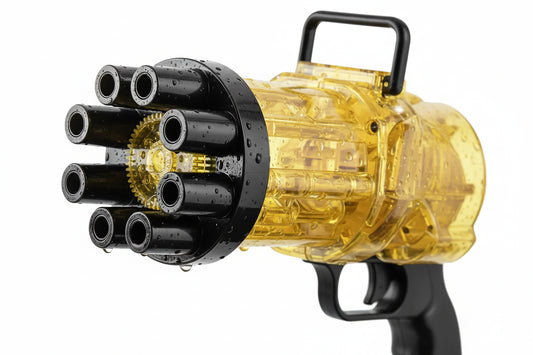 Burbujero Pistola Glitter 8 Agujeros A Pila Con Luces Kb1124 Golden Shine