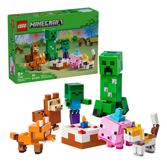 Lego Minecraft El Cumpleaños Del Cerdito Bebé 21281 351 Creeper
