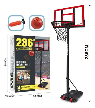 Aro De Basquet Con Pie 236cm Pelota + Inflador 2185415