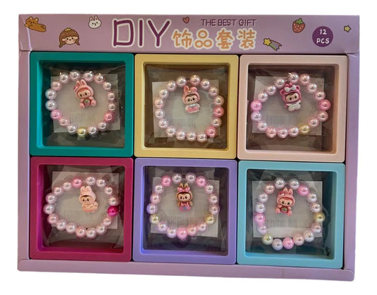 Kit Por 12 Pulseras 9 Cm Infantil Con Estuche Kl329 Shine