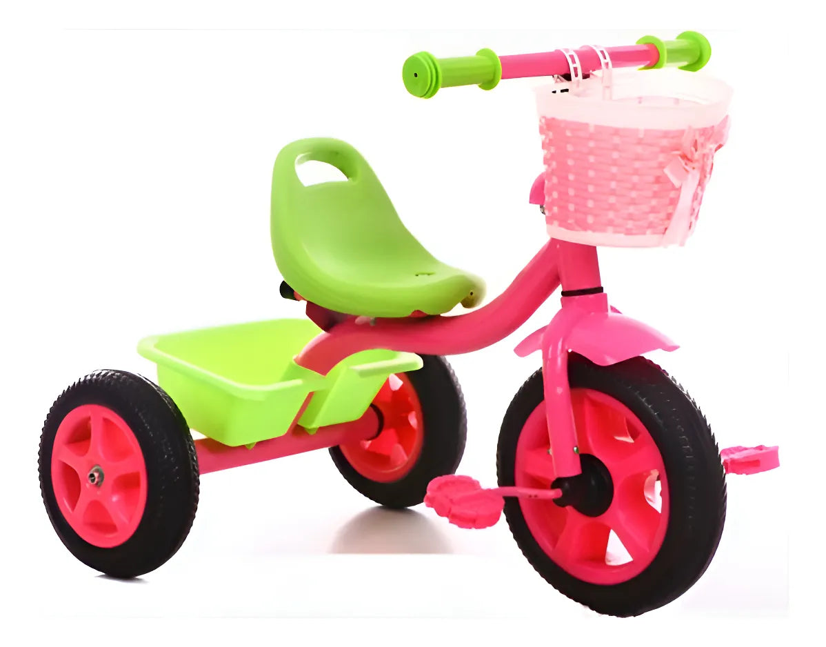 Triciclo Infantil Con Canasto Rosa Yx-t03