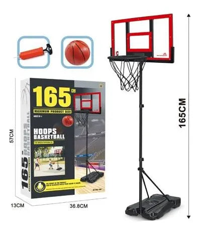 Aro De Basquet Con Pie 165cm Pelota + Inflador 2185411