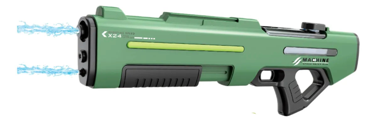 Pistola Doble Cañón De Agua Eléctrica Kb1380 Shine Verde Militar