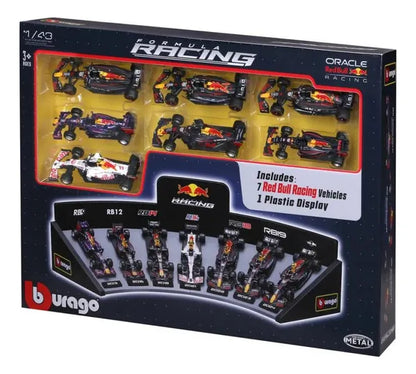 Bburago 1:43 Red Bull Racing 7 Autos + Soporte De Exposición Varios
