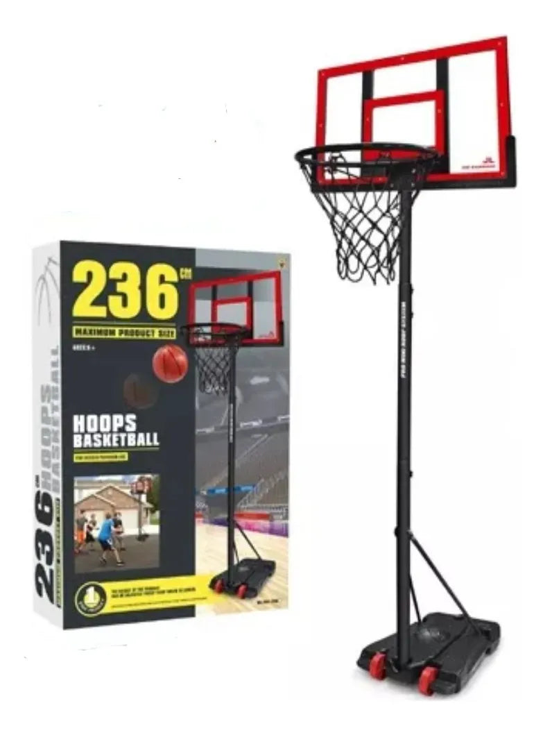 Aro De Basquet Con Pie 236cm Pelota + Inflador 2185415