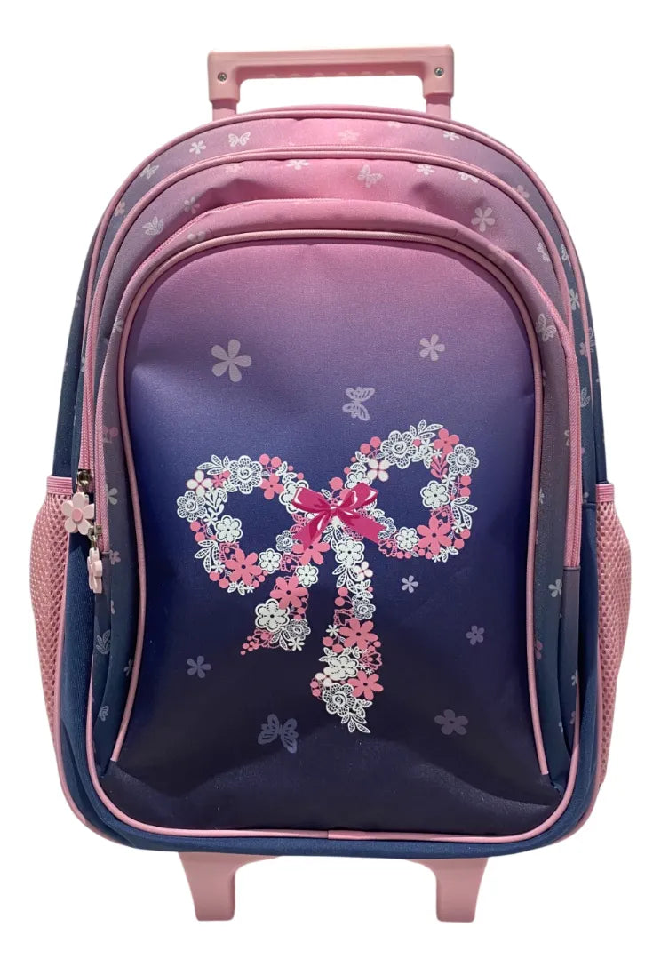 Mochila Carrito Escolar Moño 18 Pulgadas Zykl008 Shine Violeta