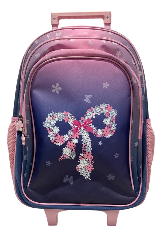 Mochila Carrito Escolar Moño 18 Pulgadas Zykl008 Shine Violeta