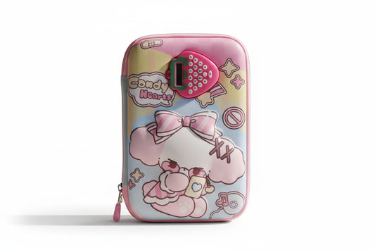 Cartuchera Escolar 3d Hearts Con Calculadora Kl1339 Shine Rosa