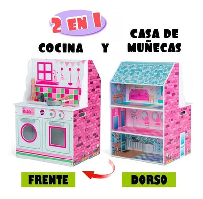 Casa De Muñecas Y Cocina 2 En 1 Plum 41070 Rosa