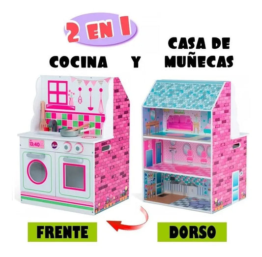 Casa De Muñecas Y Cocina 2 En 1 Plum 41070 Rosa