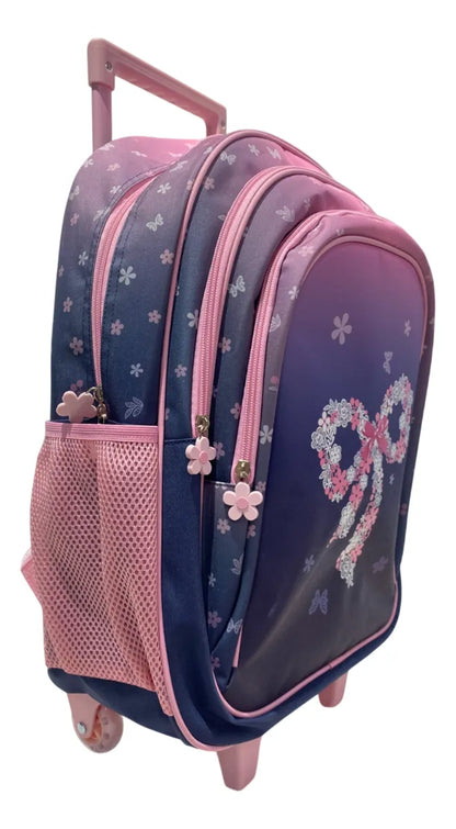Mochila Carrito Escolar Moño 18 Pulgadas Zykl008 Shine Violeta