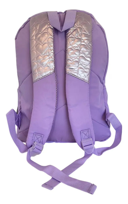 Mochila Espalda Escolar 18p Puffy Corazon Sl1903v Kinderland Violeta