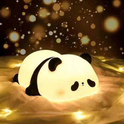Velador Infantil Usb Recargable Panda Acostado Kl316 Shine Panda Acostado