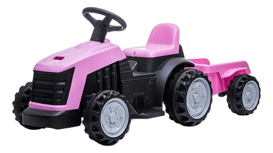 Tractor Con Acoplado A Batería Cn-shj61908t Rosa Rosa