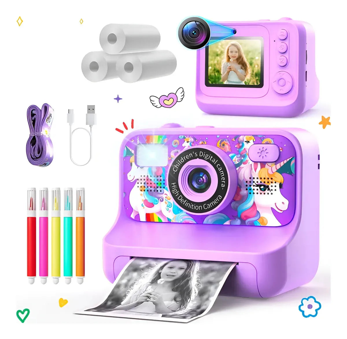 Cámara Instantánea Para Niños De Unicornio Purpura S56815 Violeta
